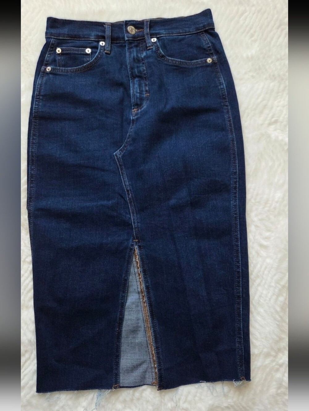 Veronica Beard Dark Blue Denim Midi Skirt Sz 0